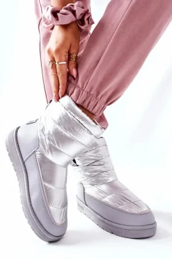 Sale Big Star Shoes Damskie Śniegowce Big Star II274118 Srebrne Srebrny