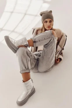 Sale Big Star Shoes Damskie Śniegowce Big Star II274118 Srebrne Srebrny