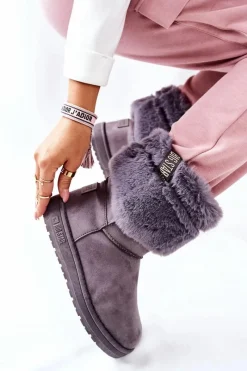 Śniegowce Damskie>Big Star Shoes Damskie Śniegowce Big Star II274128 Szare