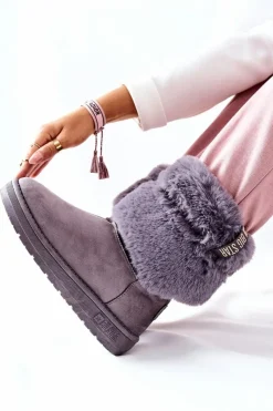 Śniegowce Damskie>Big Star Shoes Damskie Śniegowce Big Star II274128 Szare