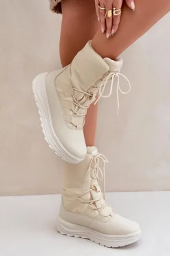 Discount 4F Damskie Śniegowce INUA Z Ociepliną Primaloft RAW2SBSF012 Beżowe