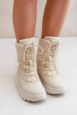 Discount 4F Damskie Śniegowce INUA Z Ociepliną Primaloft RAW2SBSF012 Beżowe