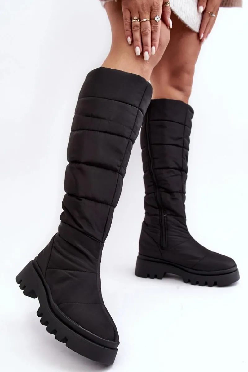 Śniegowce Damskie|Kozaki Płaskie>Big Star Shoes Damskie Śniegowce Kozaki Ocieplane Czarne Big Star MM274332