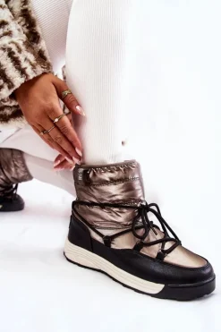 Sale Big Star Shoes Damskie Śniegowce Memory Foam Big Star KK274275 Srebrno-Czarne