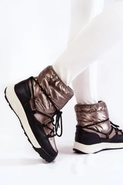 Sale Big Star Shoes Damskie Śniegowce Memory Foam Big Star KK274275 Srebrno-Czarne