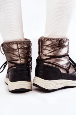 Sale Big Star Shoes Damskie Śniegowce Memory Foam Big Star KK274275 Srebrno-Czarne