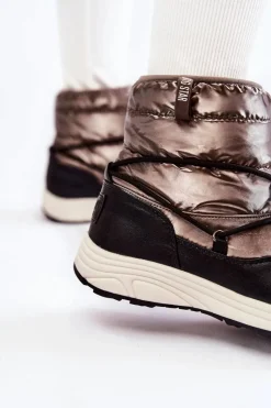 Sale Big Star Shoes Damskie Śniegowce Memory Foam Big Star KK274275 Srebrno-Czarne
