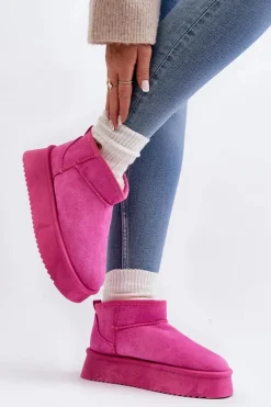 Clearance Damskie Śniegowce Na Grubej Podeszwie Różowe Caliksa Damskie Śniegowce Damskie