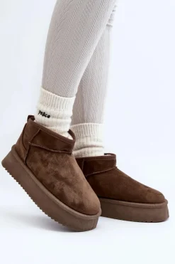 Boto Damskie Śniegowce Na Grubej Podeszwie Ciemnozielone Caliksa Zielony