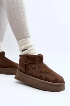 Boto Damskie Śniegowce Na Grubej Podeszwie Ciemnozielone Caliksa Zielony