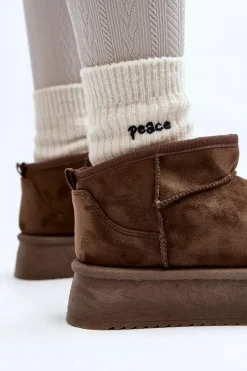 Boto Damskie Śniegowce Na Grubej Podeszwie Ciemnozielone Caliksa Zielony