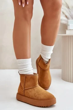 Śniegowce Damskie>Evento Damskie Śniegowce Na Platformie Z Eko Zamszu Camel Atteria