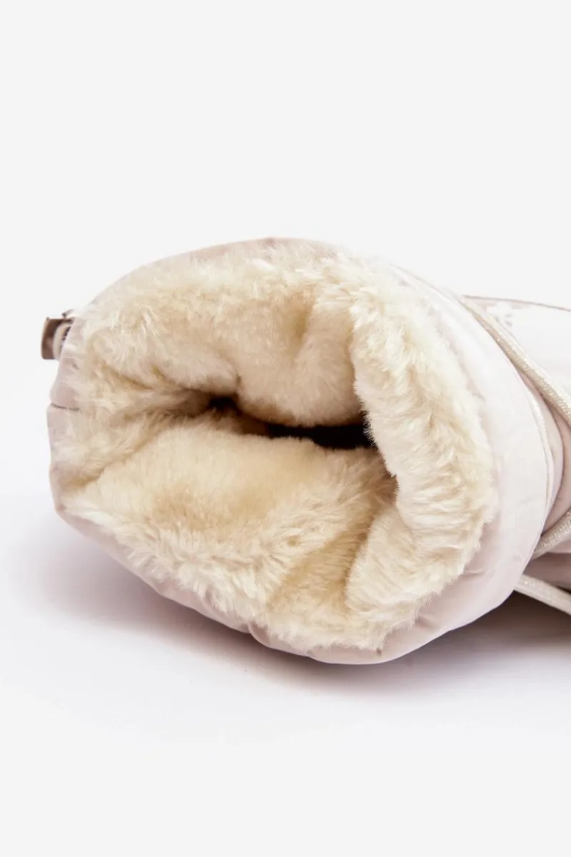 Sale Damskie Śniegowce Na Platformie Z Wiązaniem Beżowe Fleure Damskie Śniegowce Damskie