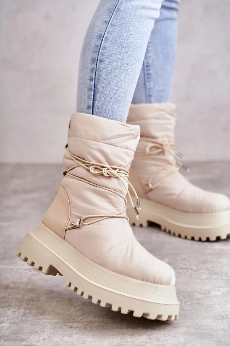 Sale Damskie Śniegowce Na Platformie Beżowe Lilou Damskie Śniegowce Damskie