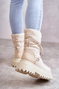 Sale Damskie Śniegowce Na Platformie Beżowe Lilou Damskie Śniegowce Damskie