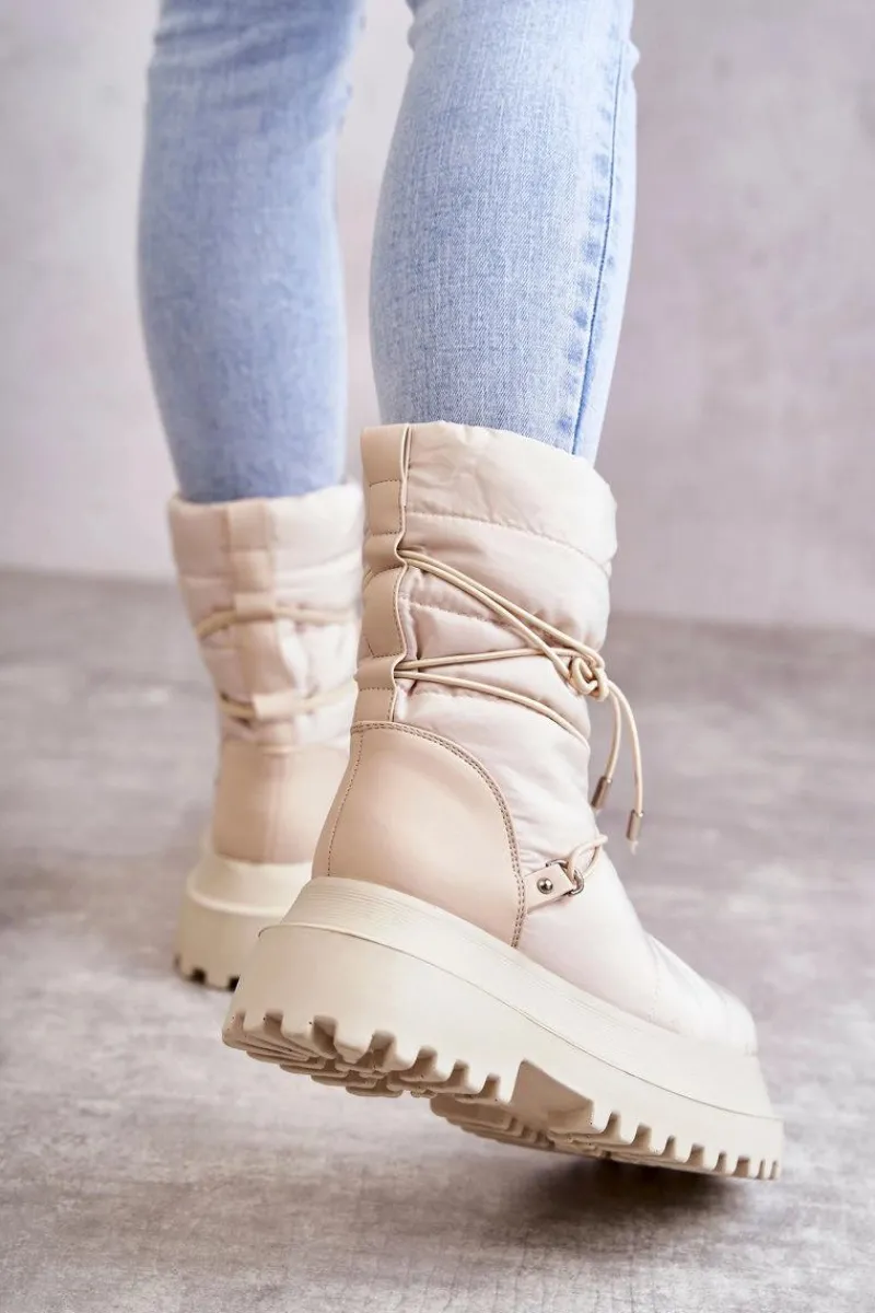 Sale Damskie Śniegowce Na Platformie Beżowe Lilou Damskie Śniegowce Damskie