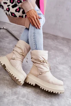 Sale Damskie Śniegowce Na Platformie Beżowe Lilou Damskie Śniegowce Damskie