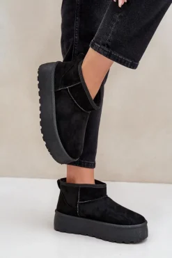 Śniegowce Damskie>Boto Damskie Śniegowce Na Platformie Czarne Ninala Czarny