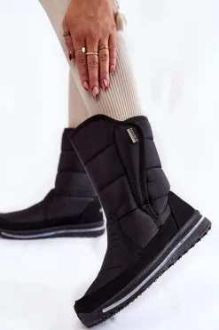 Sale Damskie Śniegowce Na Rzep Progress PROGJ-22-128 Czarne Damskie Śniegowce Damskie|Botki Płaskie