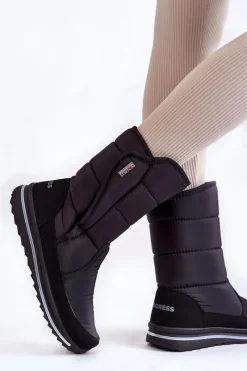 Sale Damskie Śniegowce Na Rzep Progress PROGJ-22-128 Czarne Damskie Śniegowce Damskie|Botki Płaskie