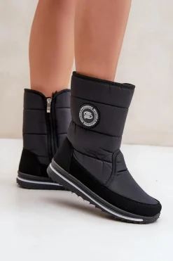 Discount Boto Damskie Śniegowce Na Zamek Progress PROGJ-21-09 Czarne