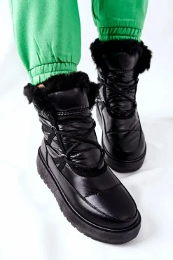 Śniegowce Damskie>Damskie buty S.Barski Damskie Śniegowce Ocieplane Czarne Gordian