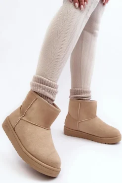 Sale Big Star Shoes Damskie Śniegowce Ocieplane Futerkiem Beżowe Big Star MM274160