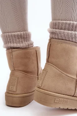 Sale Big Star Shoes Damskie Śniegowce Ocieplane Futerkiem Beżowe Big Star MM274160