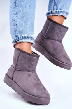 Clearance Damskie Śniegowce Ocieplane Szare Big Star GG274558 Damskie Śniegowce Damskie