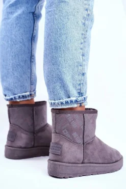 Clearance Damskie Śniegowce Ocieplane Szare Big Star GG274558 Damskie Śniegowce Damskie