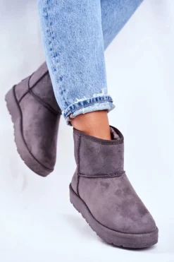 Clearance Damskie Śniegowce Ocieplane Szare Big Star GG274558 Damskie Śniegowce Damskie