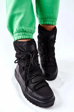 Śniegowce Damskie>Damskie buty S.Barski Damskie Śniegowce Ocieplane Czarne Cironeus