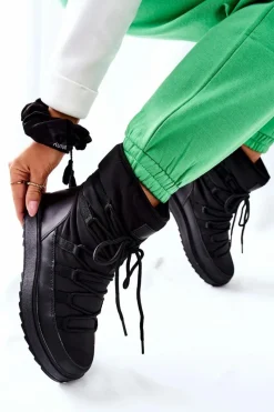 Śniegowce Damskie>Damskie buty S.Barski Damskie Śniegowce Ocieplane Czarne Cironeus