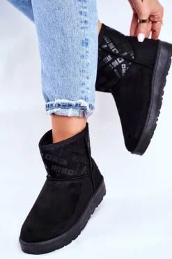 Hot Big Star Shoes Damskie Śniegowce Ocieplane Czarne Big Star GG274556