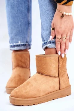 Sale Big Star Shoes Damskie Śniegowce Ocieplane Brązowe Big Star GG274559