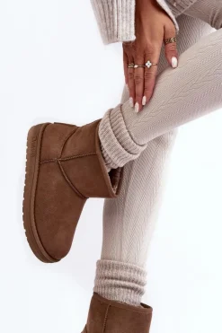 Śniegowce Damskie>Big Star Shoes Damskie Śniegowce Ocieplane Futerkiem Brązowe Big Star MM274161