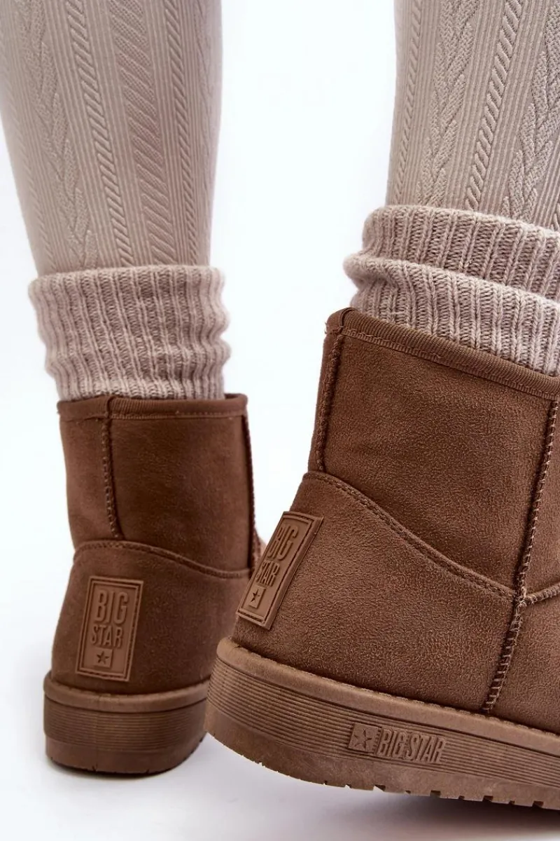 Śniegowce Damskie>Big Star Shoes Damskie Śniegowce Ocieplane Futerkiem Brązowe Big Star MM274161