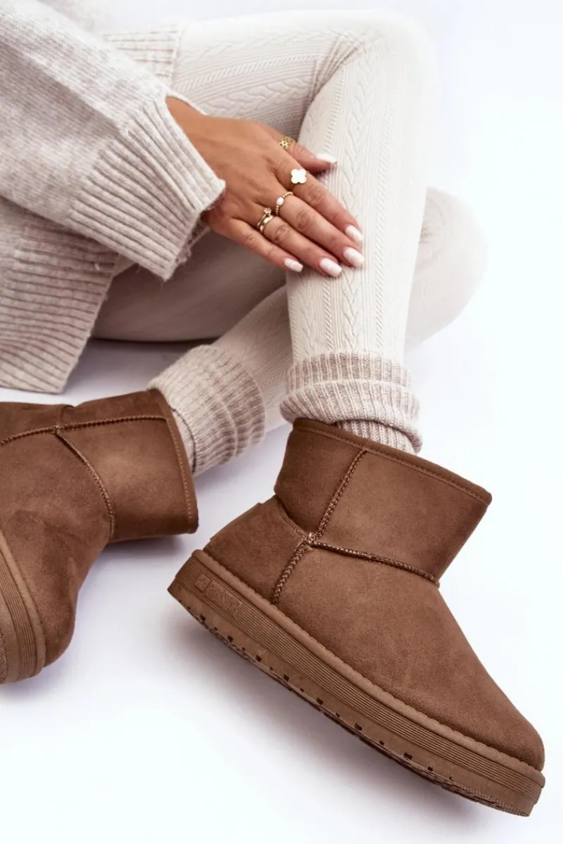 Śniegowce Damskie>Big Star Shoes Damskie Śniegowce Ocieplane Futerkiem Brązowe Big Star MM274161