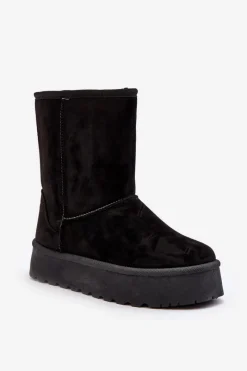 Hot Boto Damskie Śniegowce Ocieplone Futerkiem Czarne Abrams Czarny