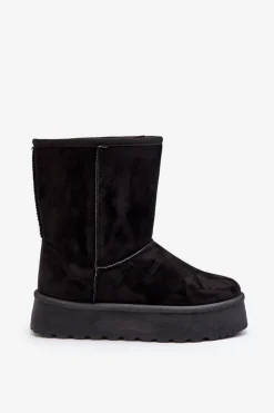 Hot Boto Damskie Śniegowce Ocieplone Futerkiem Czarne Abrams Czarny