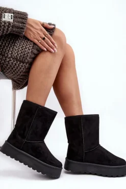 Hot Boto Damskie Śniegowce Ocieplone Futerkiem Czarne Abrams Czarny