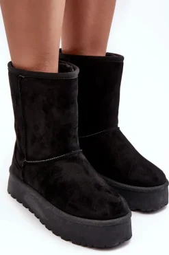 Hot Boto Damskie Śniegowce Ocieplone Futerkiem Czarne Abrams Czarny