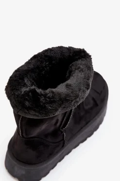 Hot Boto Damskie Śniegowce Ocieplone Futerkiem Czarne Abrams Czarny