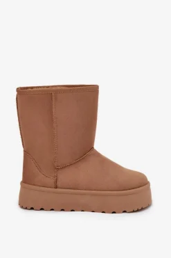 Boto Damskie Śniegowce Ocieplone Futerkiem Camel Abrams Brązowy