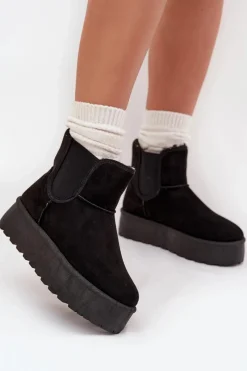 Online Damskie Śniegowce Z Elastyczną Wstawką Czarne Kiora Damskie Śniegowce Damskie