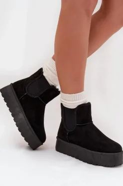 Online Damskie Śniegowce Z Elastyczną Wstawką Czarne Kiora Damskie Śniegowce Damskie