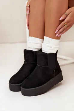 Online Damskie Śniegowce Z Elastyczną Wstawką Czarne Kiora Damskie Śniegowce Damskie