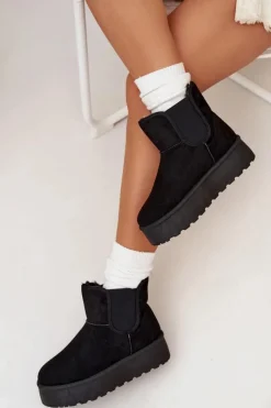 Online Damskie Śniegowce Z Elastyczną Wstawką Czarne Kiora Damskie Śniegowce Damskie