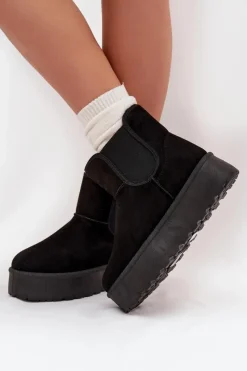 Online Damskie Śniegowce Z Elastyczną Wstawką Czarne Kiora Damskie Śniegowce Damskie