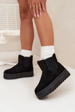 Online Damskie Śniegowce Z Elastyczną Wstawką Czarne Kiora Damskie Śniegowce Damskie